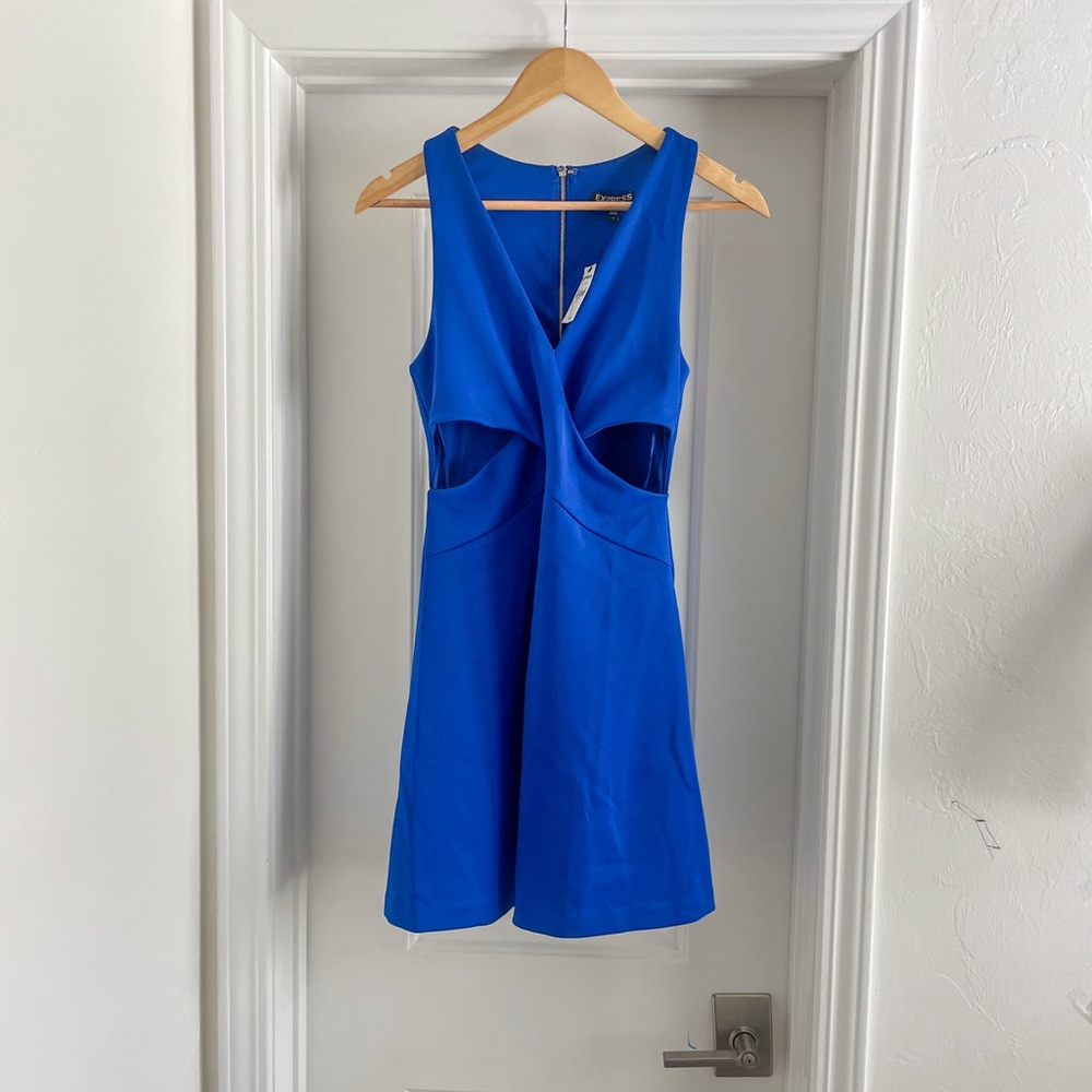 Express Royal Blue Cutout detail 1/2 racer back Dress